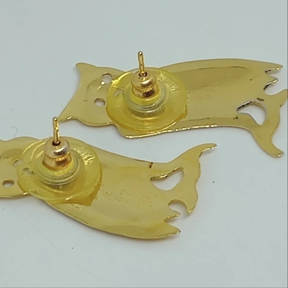 * 1997 Carlton Ridge signed Sutton Hoo gold tone owl earrings